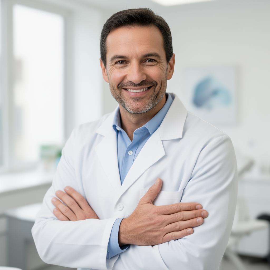 Médico Hapvida sorrindo, transmitindo acolhimento e cuidado